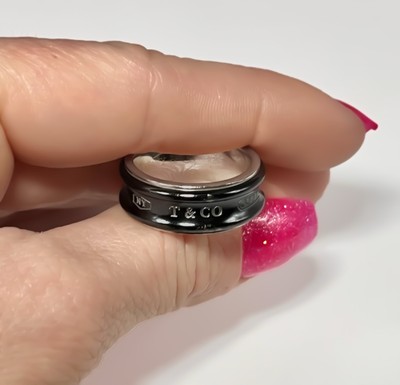Tiffany & Co. 1837 Black Titanium and Sterling Silver Ring - Size