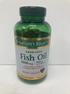 Nature s Bounty Odor-less 1000mg /300 Mg Of Omega 3, 220 Softgels EXP 8/26 