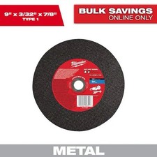 Milwaukee Tool 49-94-9000 Abrasive Cut-Off Wheel, Type 1, 9 In Dia, 0.093 In