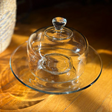 Vintage Anchor Hocking Clear Glass Round Pedestal Cake Stand W/ Dome