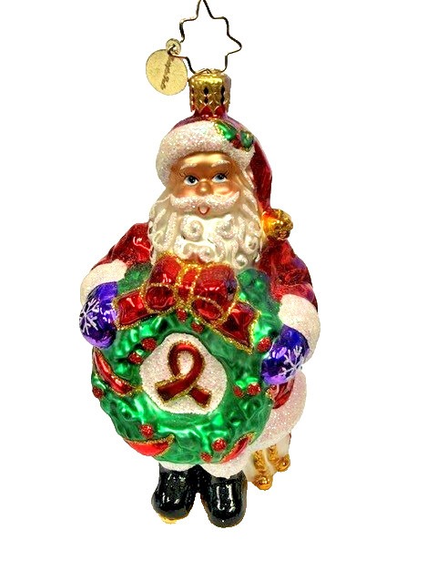 RADKO  CLAUSE FOR A CAUSE (1016213) AIDS Awareness Santa Ornament 2012