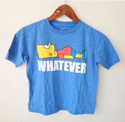 The Simpsons Bart Simpson  Whatever  Blue Graphic T-Shirt Kids Medium 8 Funny