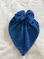 Bunny Knots Blue Velvet Ribbed Bow Turbin Headdress Baby Girl Medium