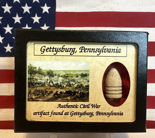 Dropped Civil War Bullet from Gettysburg in Matted COLOR Display Case with COA