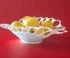Vintage Westmoreland Doric Milk Glass Open Lace Edge Oval Bowl Centerpiece 12.5”