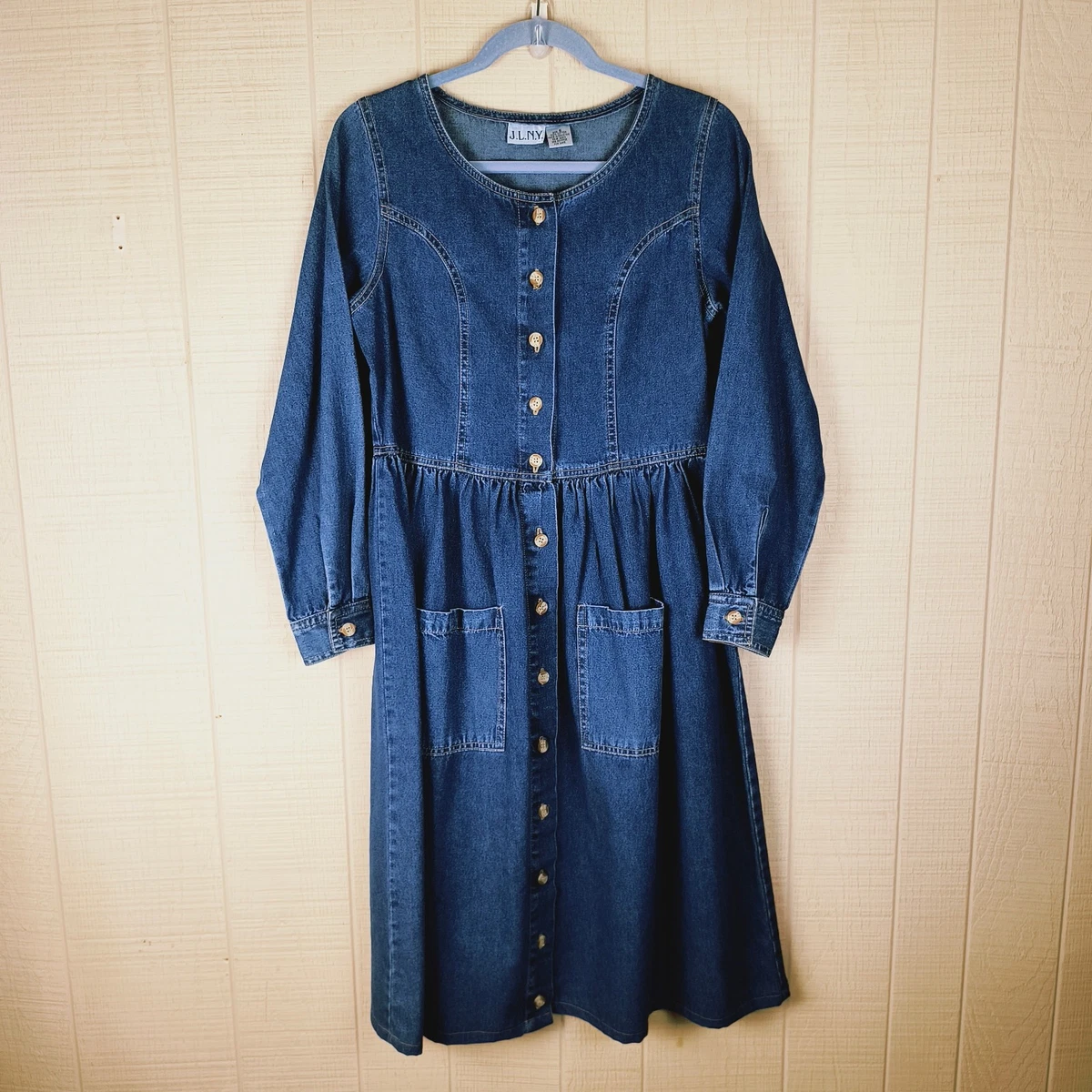 white christmas dresses Right Down The Line Button Front Denim Maxi Dress main image 1