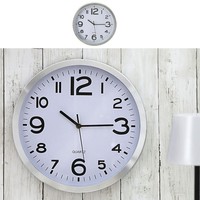 Wanduhr Ø30 Silber Analog Uhr Batterie Industrie KüChenuhr Dekouhr Wohnzimmeruhr
