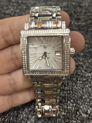 Swiss Legend Womens Pearl Dial Stainless Steel Diamond Watch 0.85 ct tw