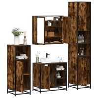 BadmöBel-Set 4-Teilig RäUchereiche Holzwerkstoff BadezimmermöBel