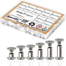 Chicago Screws Kit,Spzcdza 120Sets 6 Sizes Screw Rivets Silver Chicago Binding S