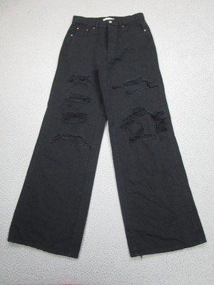 Pacsun Skater Baggy Jeans Womens 28 Black Wide Leg Loose y2k 90s Gothic Grunge