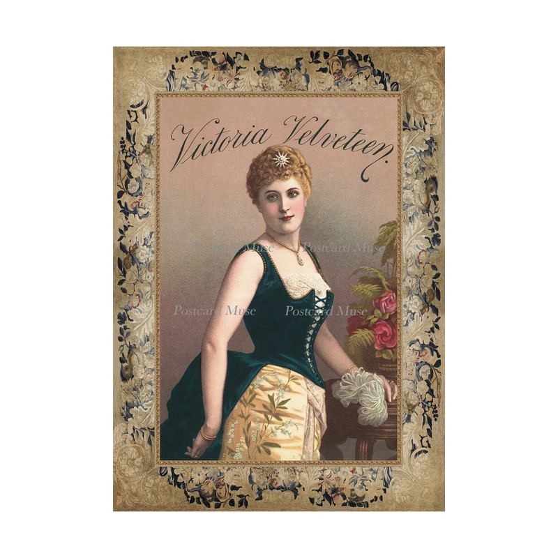 Victoria Velveteen Lady Antique Image Cotton Fabric Block Panel Sewing Applique