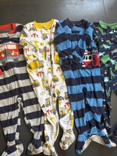 Carter  s Boys Footed Sleeper Lot of 4 Fleece Zip Pajamas 18M Trucks Dino Fire