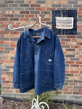 Vintage 1950s Hercules Denim Chore Coat Workwear USA Dark Wash BIG SIZE