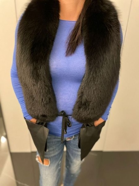Women Miu Miu Vest Black Leather 36