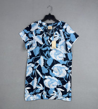 Elie Tahari Dress Womens Small Blue Floral Linen Summer Mini Shift Resort NWT