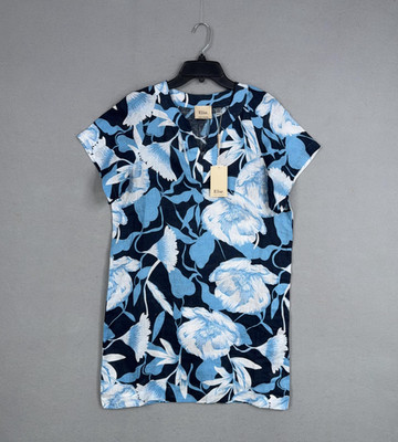 Elie Tahari Dress Womens Small Blue Floral Linen Summer Mini Shift Resort NWT