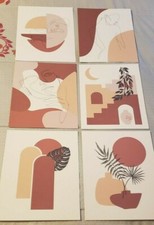 Abstract Wall Art Boho set of 6 8x10~ Unframed~New~