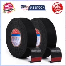 2 Rolls Black Cloth Wire Harness Tape 15mm x 50Ft for Car Noise Heat Wrap, black