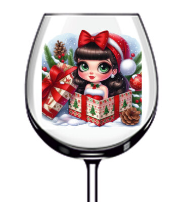 12x Farbe Weihnachten Cartoon Mädchen Vinyl Aufkleber Abziehbild Becher Weinglas Flasche