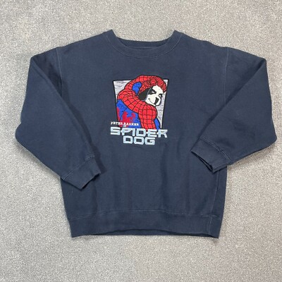 Große Hunde Pullover Kinder 8-10 Jahre blau Spider-Man Peter Barker lustig Spaß Comics Jungen