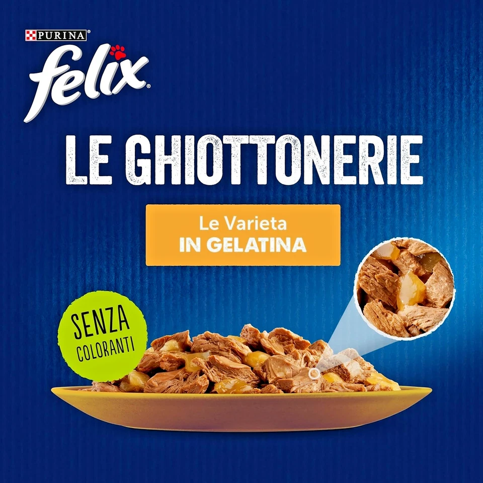 FELIX Le Ghiottonerie Cibo Umido per Gatti Adulti Mix in Gelatina Con Manzo, Pol - Immagine 2 di 4