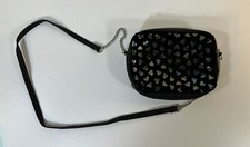 Capelli Girls Crossbody Purse - Black w/ Irridecent Hearts