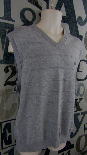New Chaps Premium Men 2XL V-Neck Cotton Sweater Vest Grey Heather Front Logo $45 - Picture 2 of 8