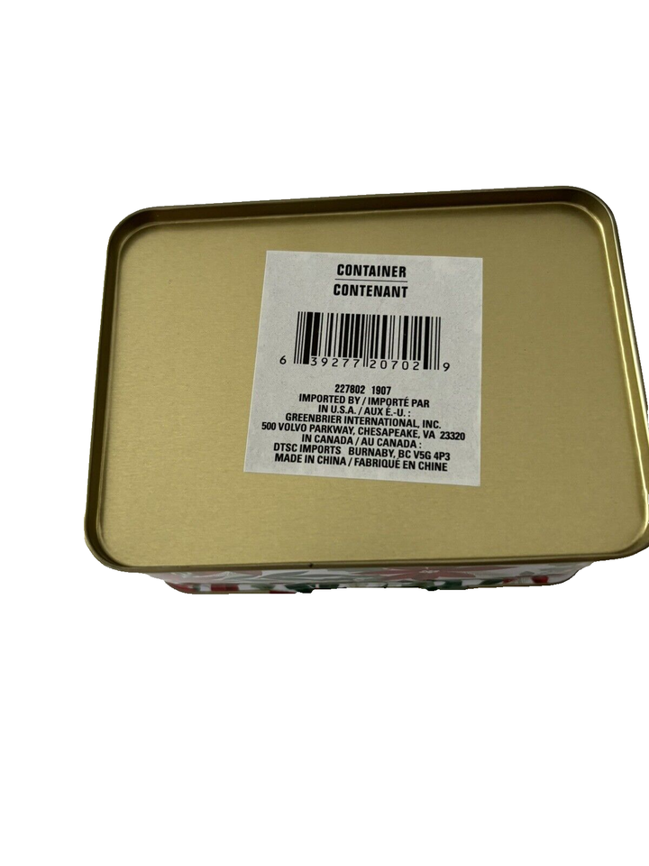 Christmas Tin Poinsettias Hinged Lid Greenbrier International NOS eBay