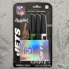 BodyMark BIC Temporary Tattoo Marker NFL Series New York Jets with Stencils