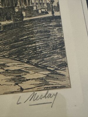 風景画 サイン入り L. Meslay エッチング刻印 Westminster 風景画 サイン入り L. Meslay エッチング刻印 Westminster