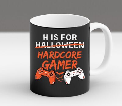 H Is For Hardcore Gamer Funny Halloween Bats Video Games Birthday Gift Mug