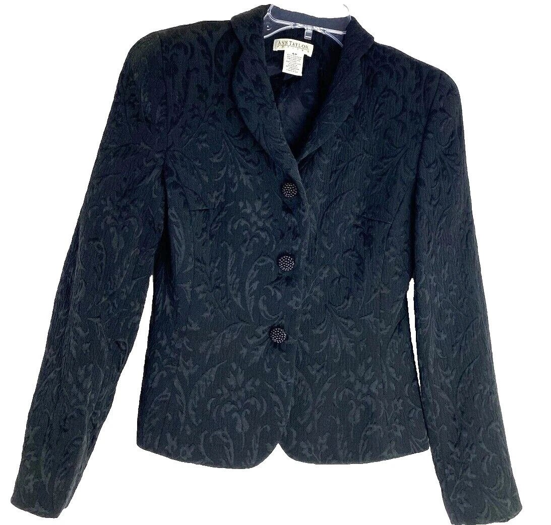 Abrigos Floral Negro Ann Taylor, chaquetas y chalecos para Mujeres