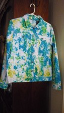 Life Style Blue, Green, & Yellow Floral Stretch Jacket Size L