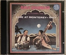 Ravi Shankar CD 1981 Live at Monterey -1967  with Alla Rakha- Tabla. RSMC