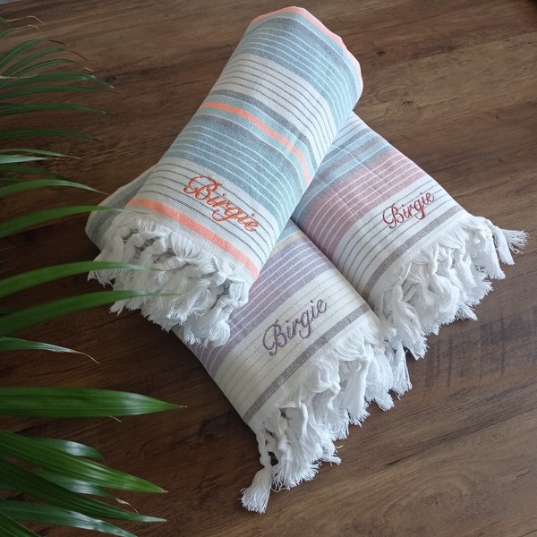 3Er Set - Baumwolle Xxl Strandtuch Badetuch Saunatuch Hamamtuch Peshtemal 90X180-image
