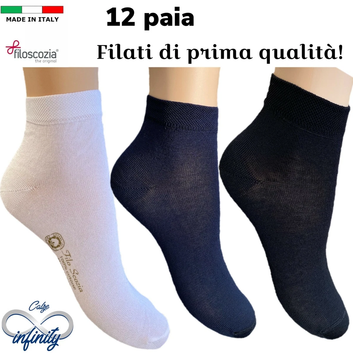 Calzini da uomo in Filo di Scozia blu con disegno pallini