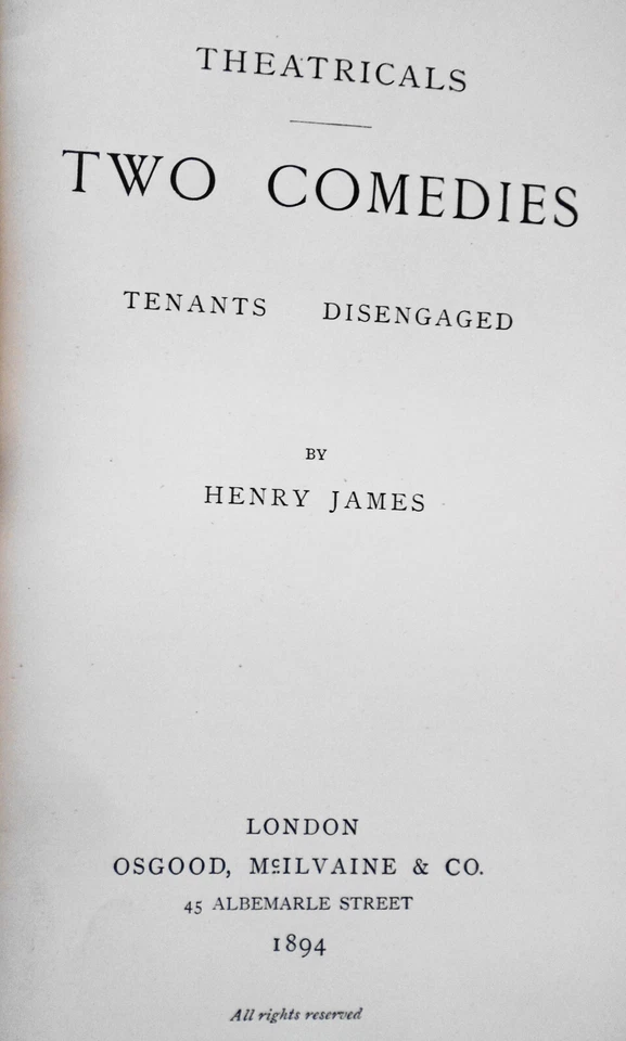 Henry James: Theatricals. 2 Vol Set. 1st UK edition. 1894/95 - 1st & 2nd series Foto 3 de 4