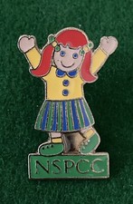 Vintage NSPCC Charity Pin Badge Girl With Raised Arms