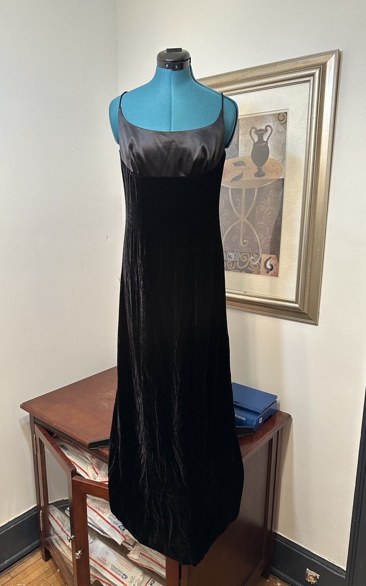 Ann Taylor Loft Women's Black Velvet Satin Lined Maxi Formal Dress Size 4