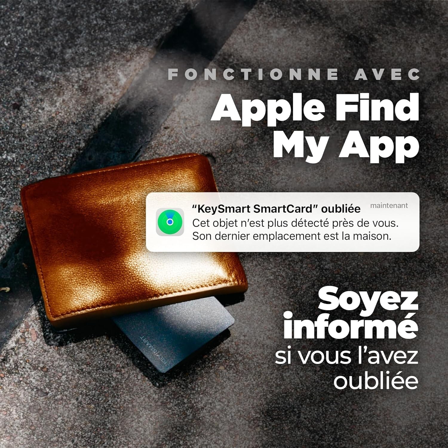 Traceur GPS KeySmart SmartCard ultra fin avec batterie rechargeable