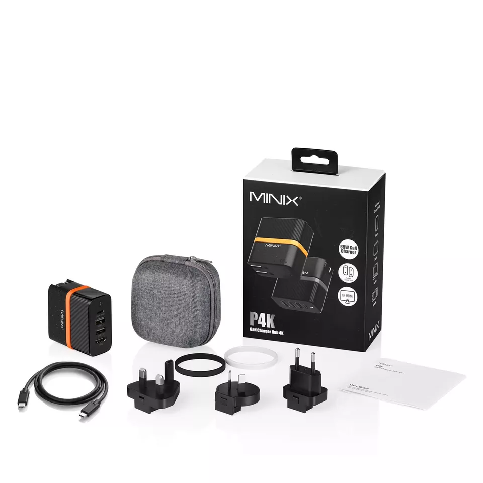 MINIX P4K 4K HDMI hub with 65W GaN charger 2*USB3.2 10Gbps travel adapter - Image 3 of 4