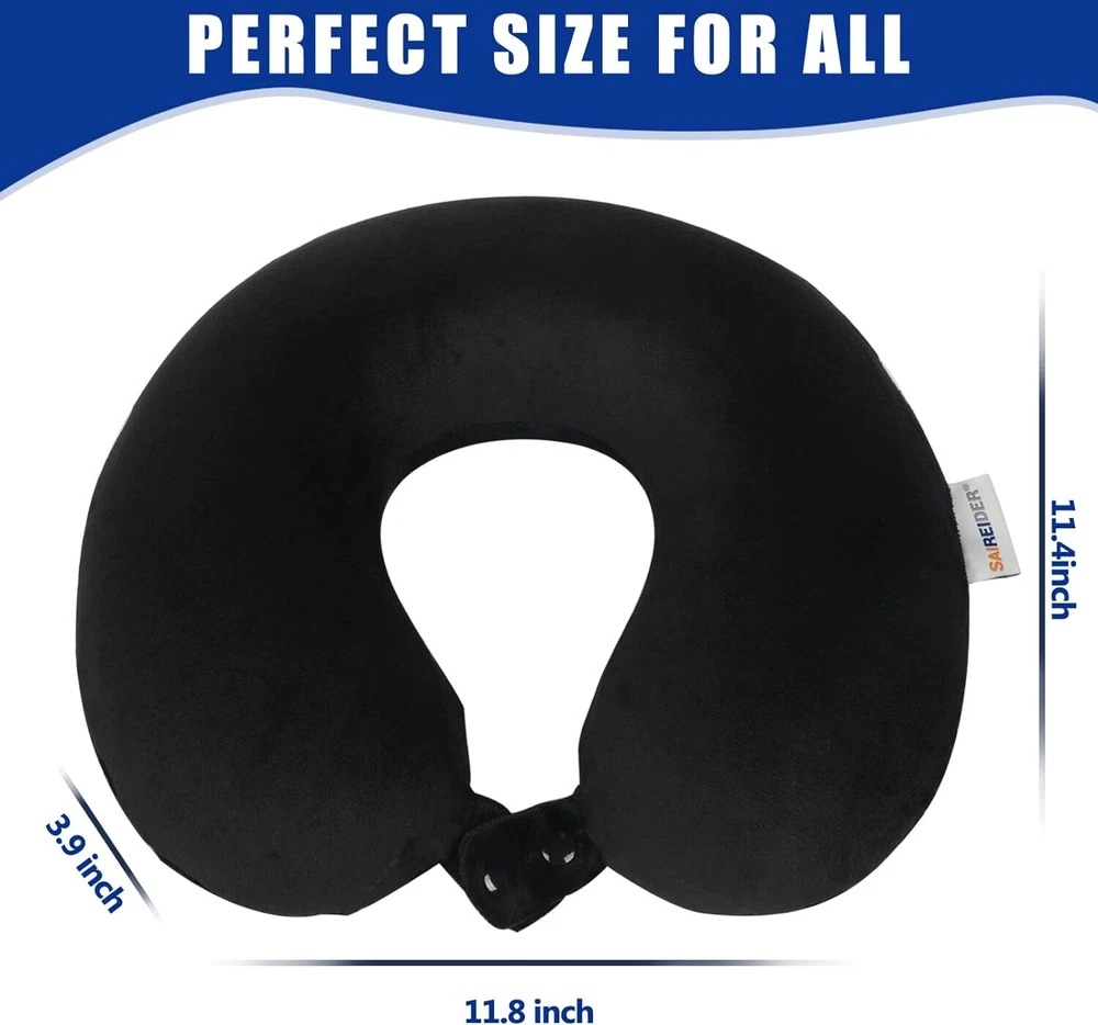 SAIREIDER 100% Pure Memory Foam Travel Neck Pillow for Airplanes