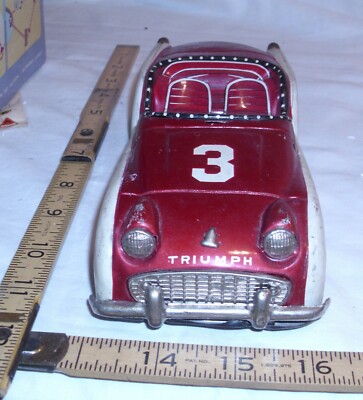 TRIUMPH TR-3 #3 RACE CAR TIN TOY BANDAI OF JAPAN IN RED | eBay