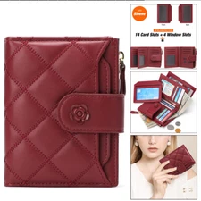 Women Small Wallet PU Leather Bifold RFID Blocking Purse Credit Card Holder