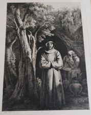 1797 ancienne eau forte de Jean Jacques de BOISSIEU les peres du desert