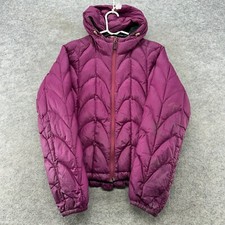 Eddie Bauer Jacket Womens Small Full Zip Purple Lightweight Down Puffer Coat