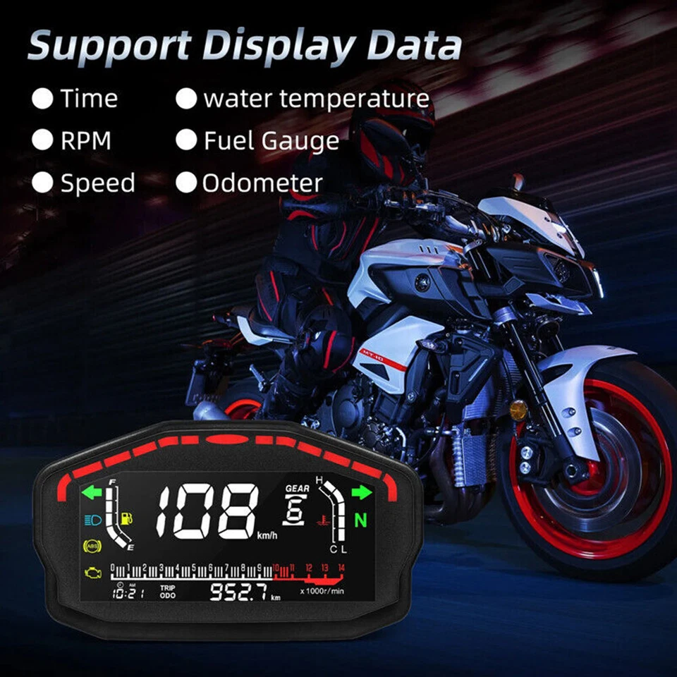 Panel de instrumentos digital para motocicleta 1 pieza LCD tablero de instrumentos DC 8-12V motocicleta odómetro Foto 3 de 4