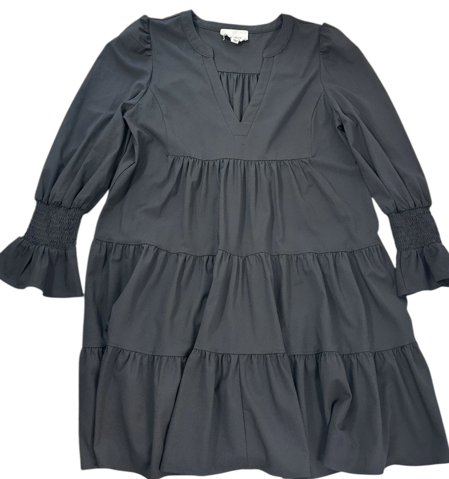 Abito Pomander Place Tuckernuck taglia grande nero Kenzo popeline con volant a strati