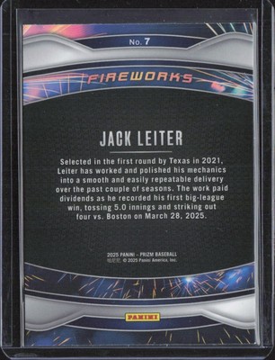 2025 Panini Prizm Fireworks #7 Jack Leiter - Texas Rangers - MINT